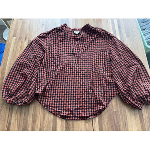 A New Day Black and Orange Gingham Shirt